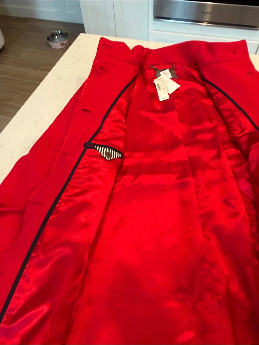 J Crew double cloth deep red Belted Coat with Stand Collar